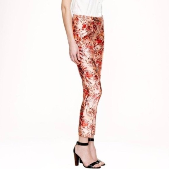 J. Crew Pink Butterfly Print Silk Tapered Pants - Picture 2 of 11